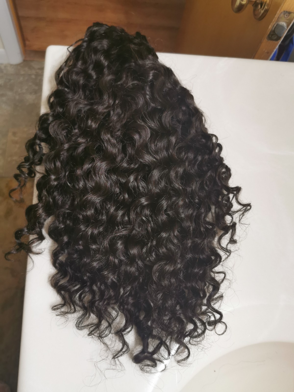 Quality Natural Black Burmese Curly Human Hair Headband Wig 16″
