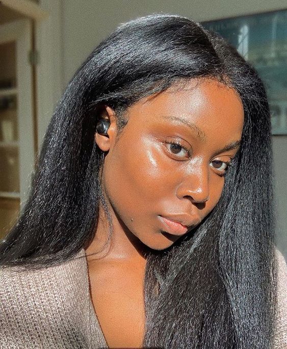 Long Straight Yaki Wig Sexy Black High Temperature Fiber Hair For Black Women US