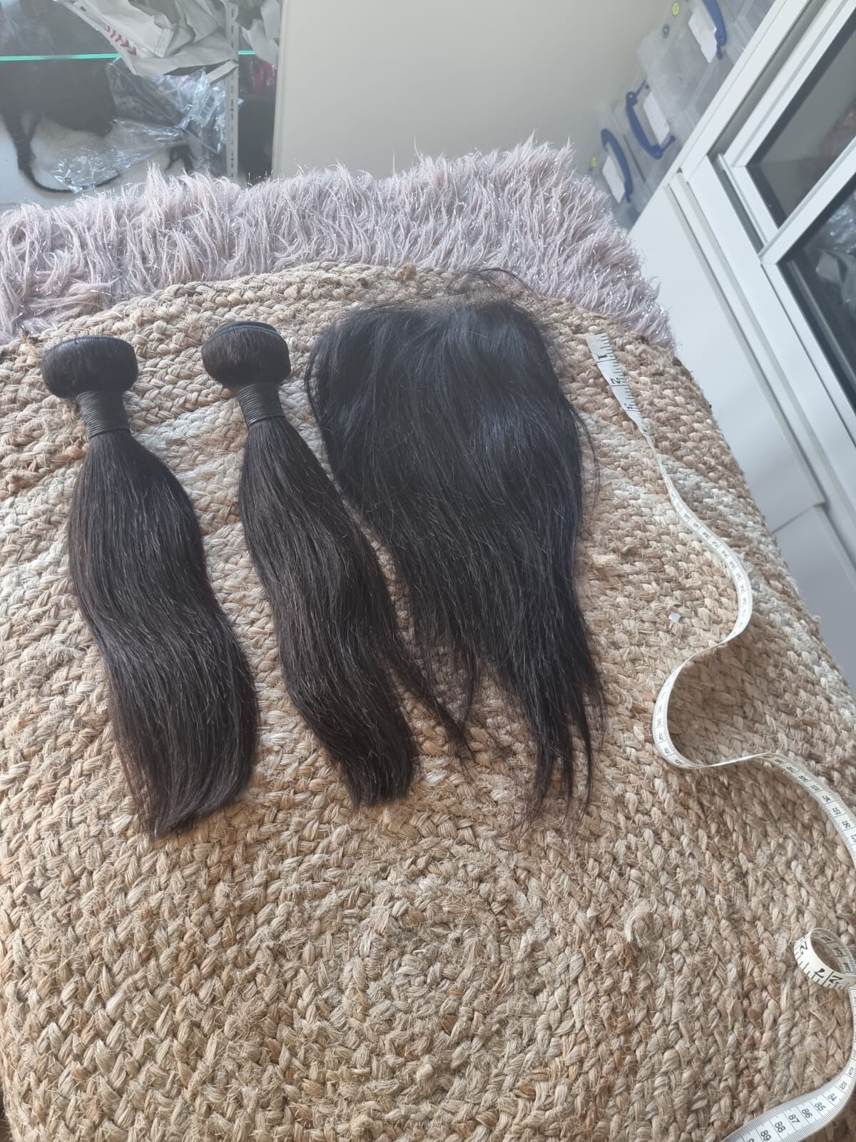 12A STRAIGHT BRAZILIAN VIRGIN HUMAN HAIR 14+14&14INCH 6X6 CLOSURE 260g COLOR 1B#
