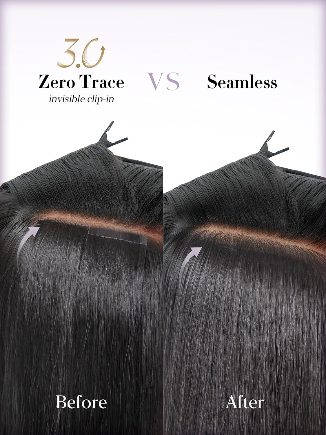 LUVME 0.59mm Zero Trace Invisible Clip in Hair Extensions, Silky Straight 7 Pcs