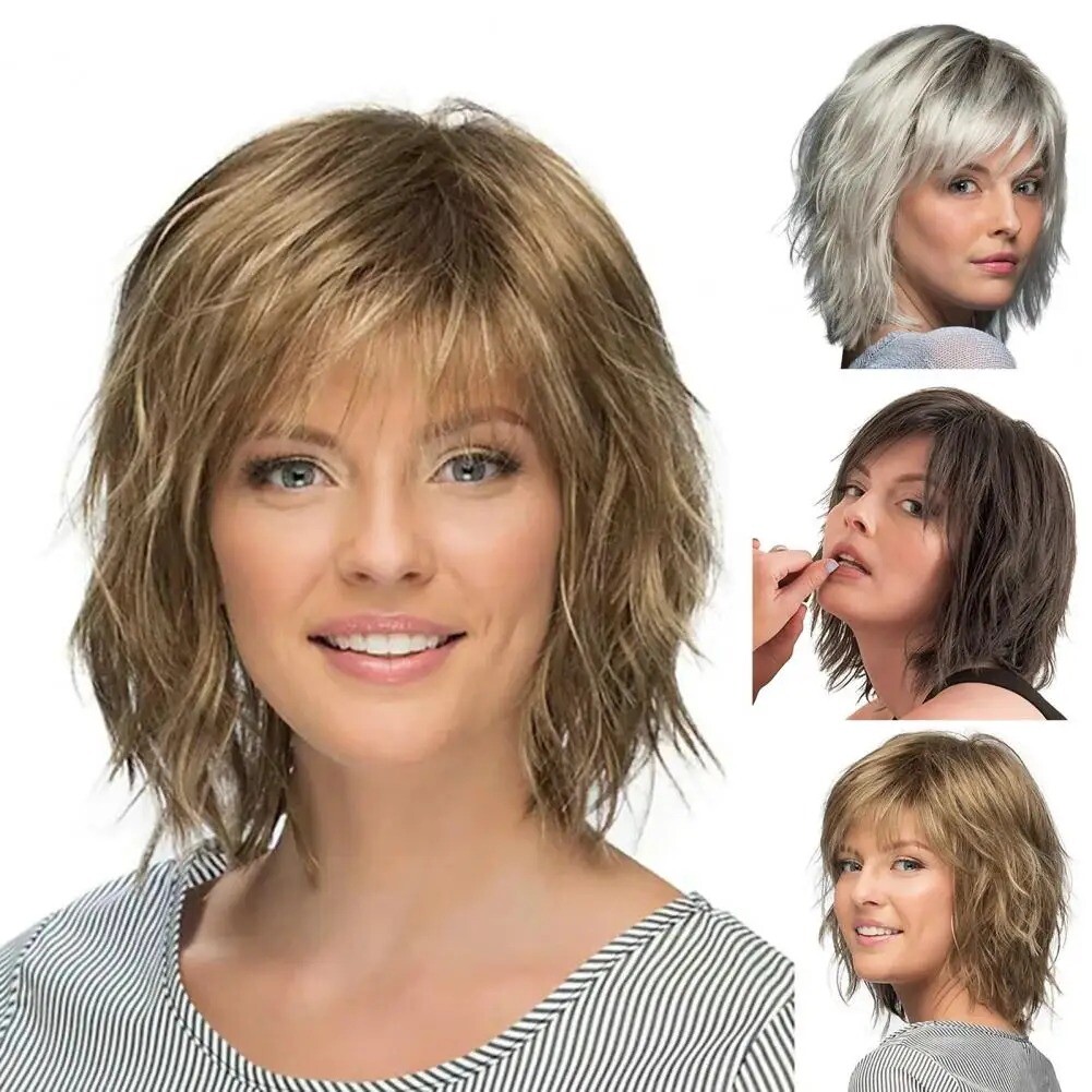 New Messy Women Wig, Soft Smooth Short Curly Wig with Bangs, Natural Look⭐