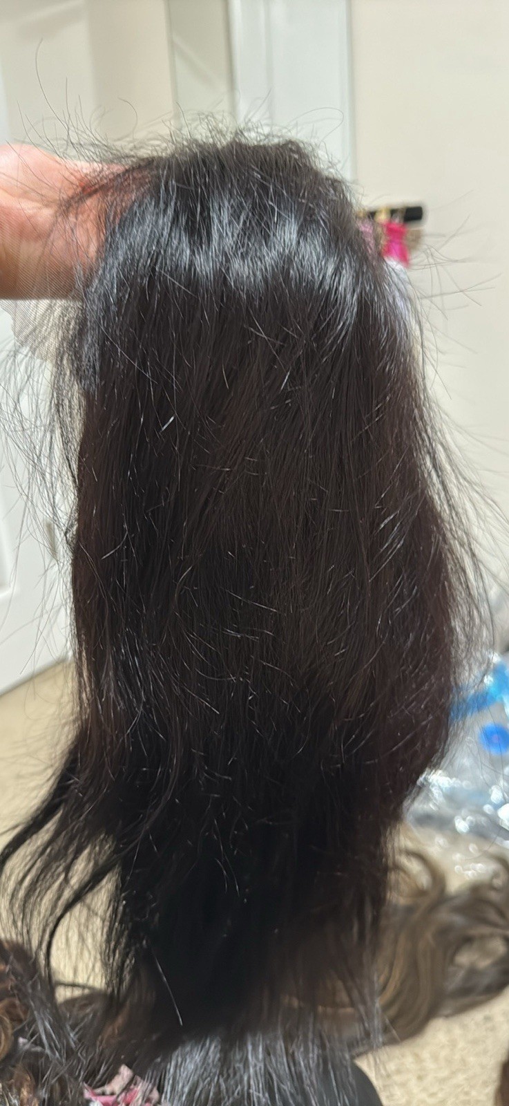 Women’s Black Straight Synthetic Lace Front Wig Clip-In Free-Part