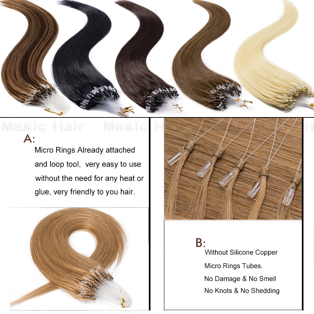 Thick 100G Easy Micro Loop Ring Remy Human Hair Extensions Beads I Tip Blonde 1G