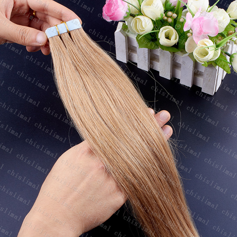 New Ombre 10/20/40pcs Tape In Real Remy Human Hair Extensions Skin Weft Seamless