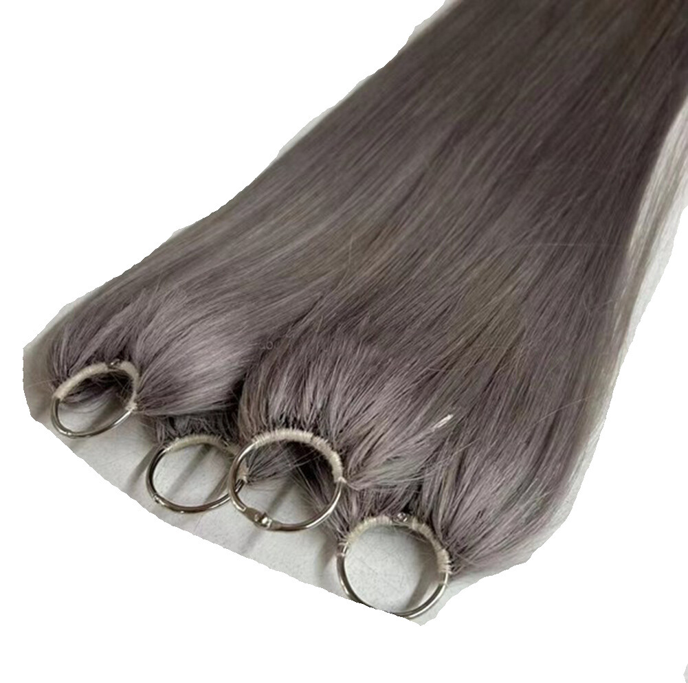 DIY Seamless Feathers Hair Human hair Extension 40 Strands Invisible Hair Grey