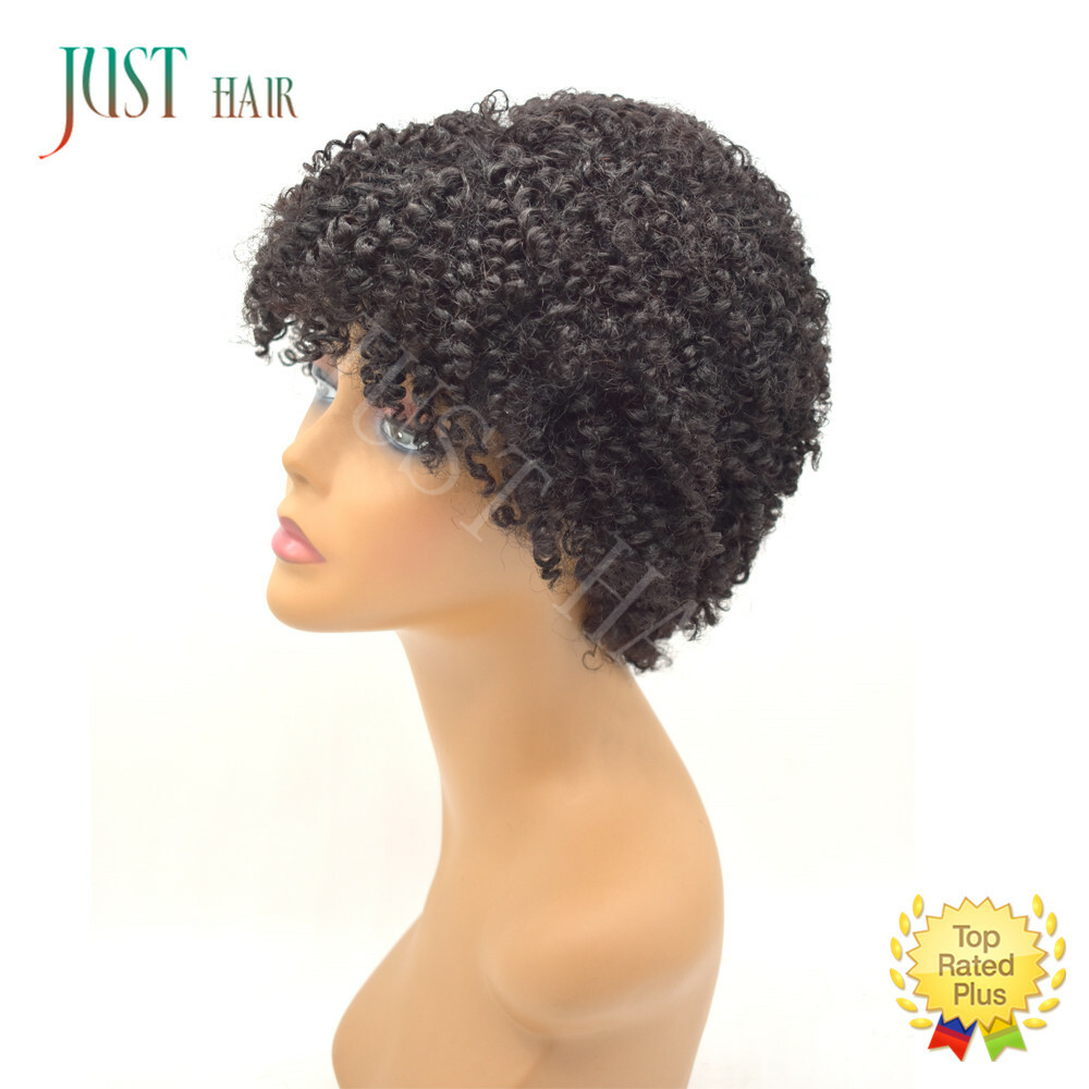 Short Afro Kinky Curly 100%Human Hair None Lace Front Wigs For Black Women 8inch