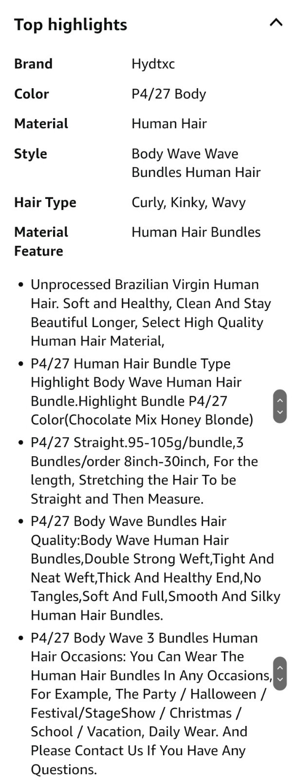 Body Wave Human Hair Bundles 22 24 26 Inch P4/27 Bundles Human Hair Chocolate…