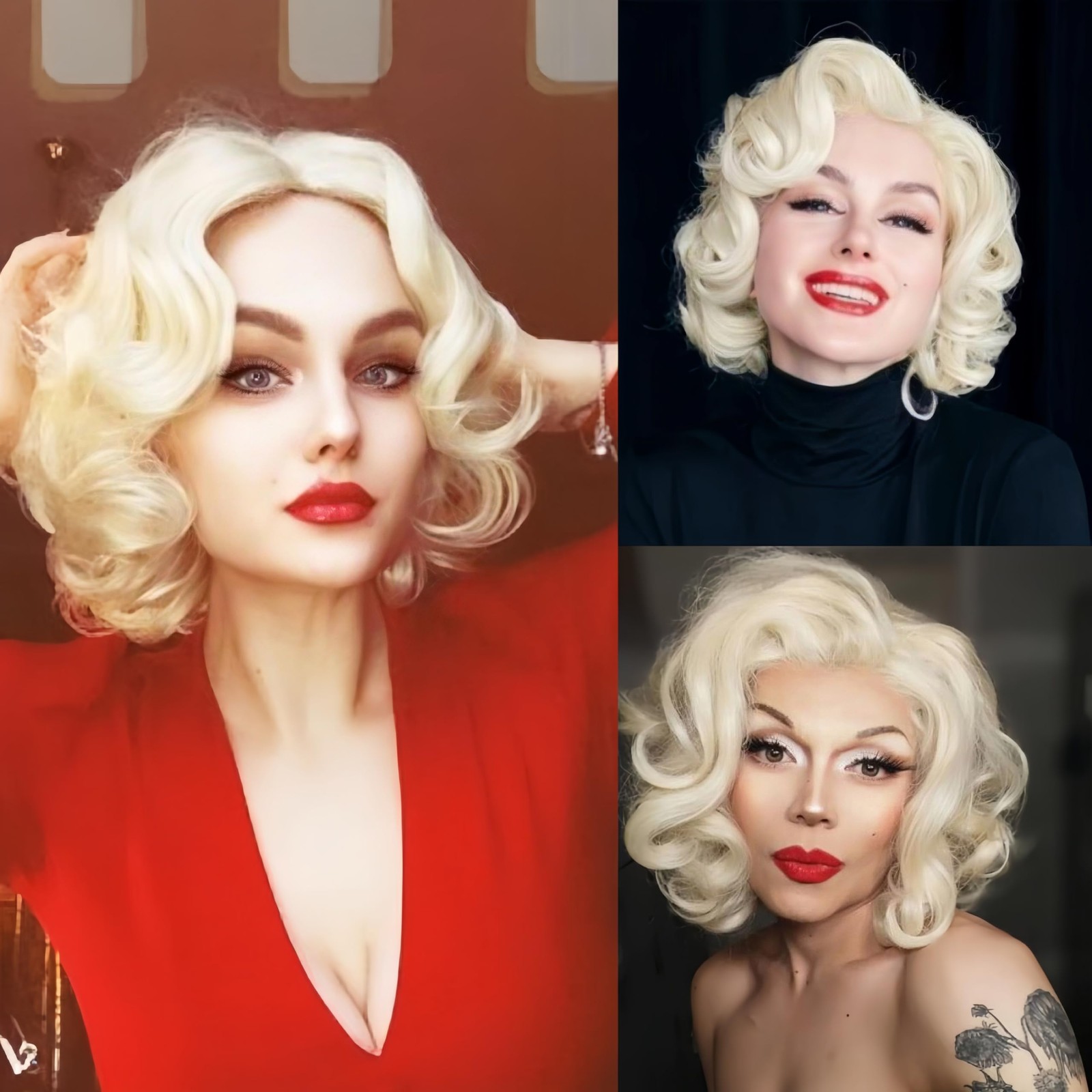Salaibs Platinum Blonde Short Curly Lace Front Wig for Women, Synthetic