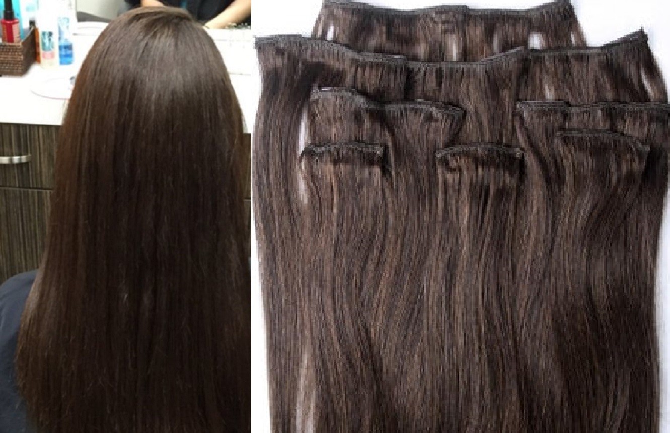 18″,20″,22″,24″ 100% REMY Human Hair Extensions 7Pc Clip in #2 Darkest Brown