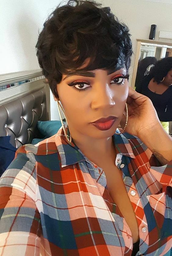 Short Black Curly Wig Pixie Cut Human Hair Wigs No Lace Glueless Wave Wig Soft