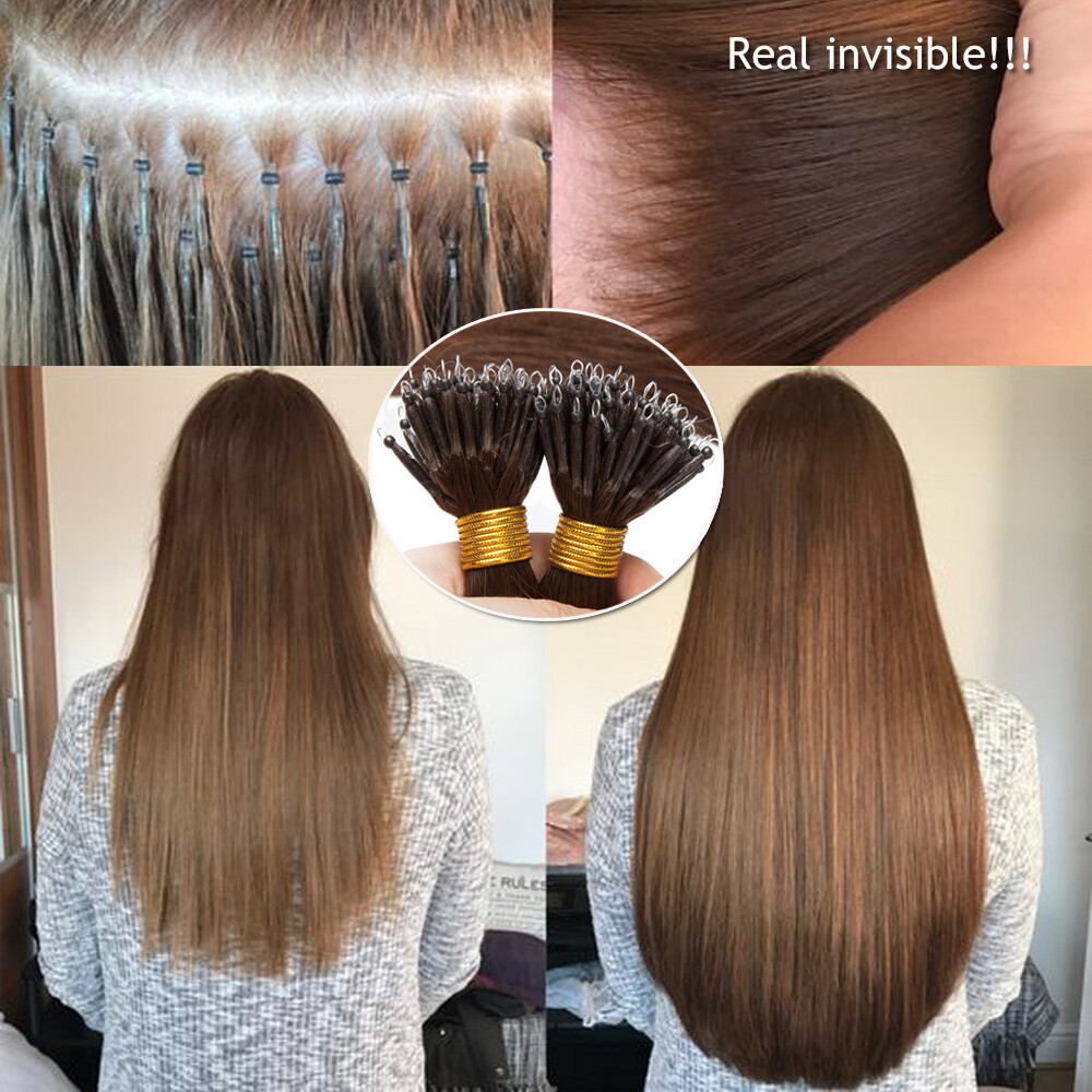 150G THICK Nano Ring Tip Real Human Hair Extensions Loop Nano Bead Bonds Tips 8A