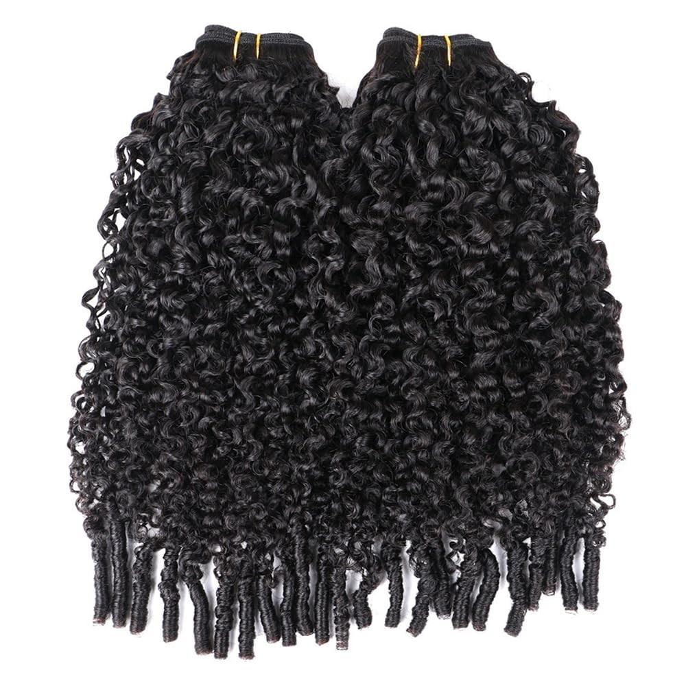 Curly Clip-In Hair Extensions 14 Inch, 240g, 3C4A Lace, 14pcs, Full Head for Bla