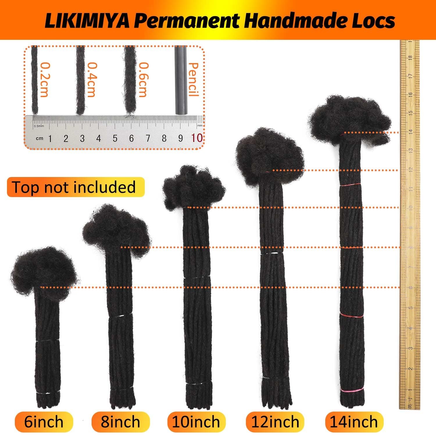 Likimiya Permanent Loc Extensions Human Hair 14 Inch 10 Strands 0.8 Cm