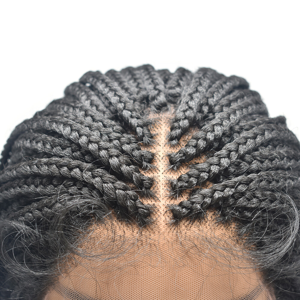 Swiss Lace Front Box Braids Cornrow Short Wig with Baby Hair for Black Women US