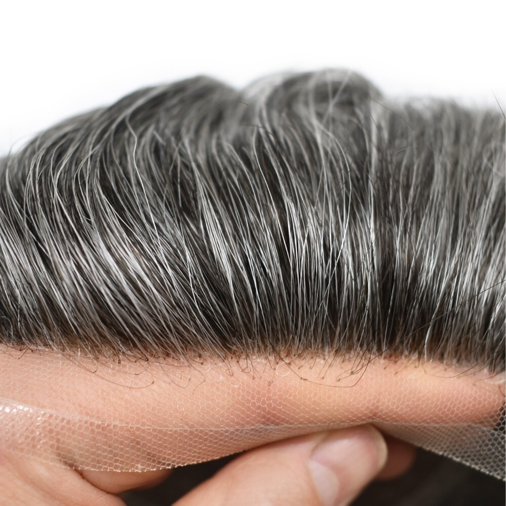 Mens Toupee Hair Replacement System Lace Front Mono Skin Human Hair Pieces US