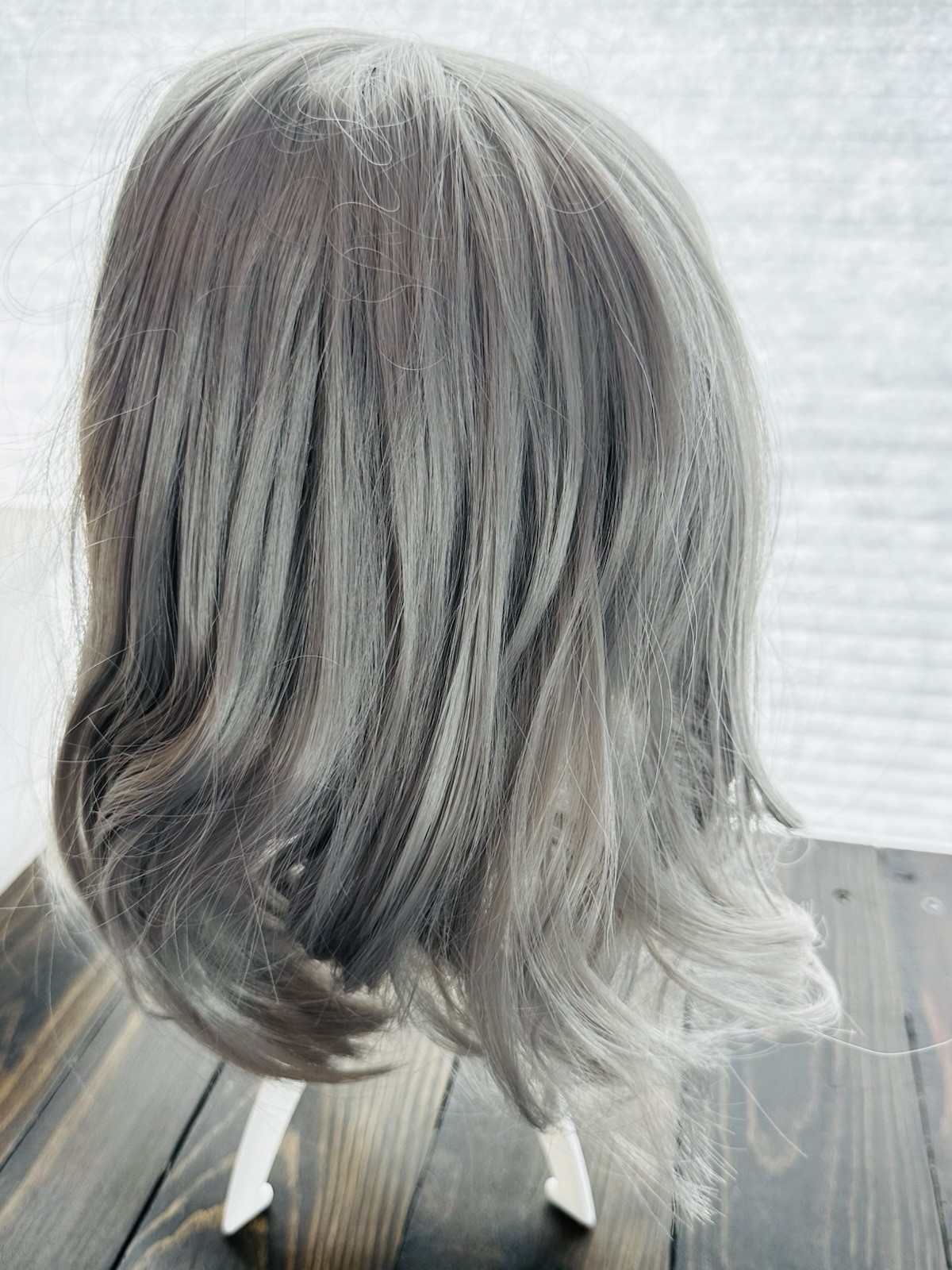 New Silver Gray eNilecor Short Bob Hair Wig 12″ Straight Flat Bangs Synthetic