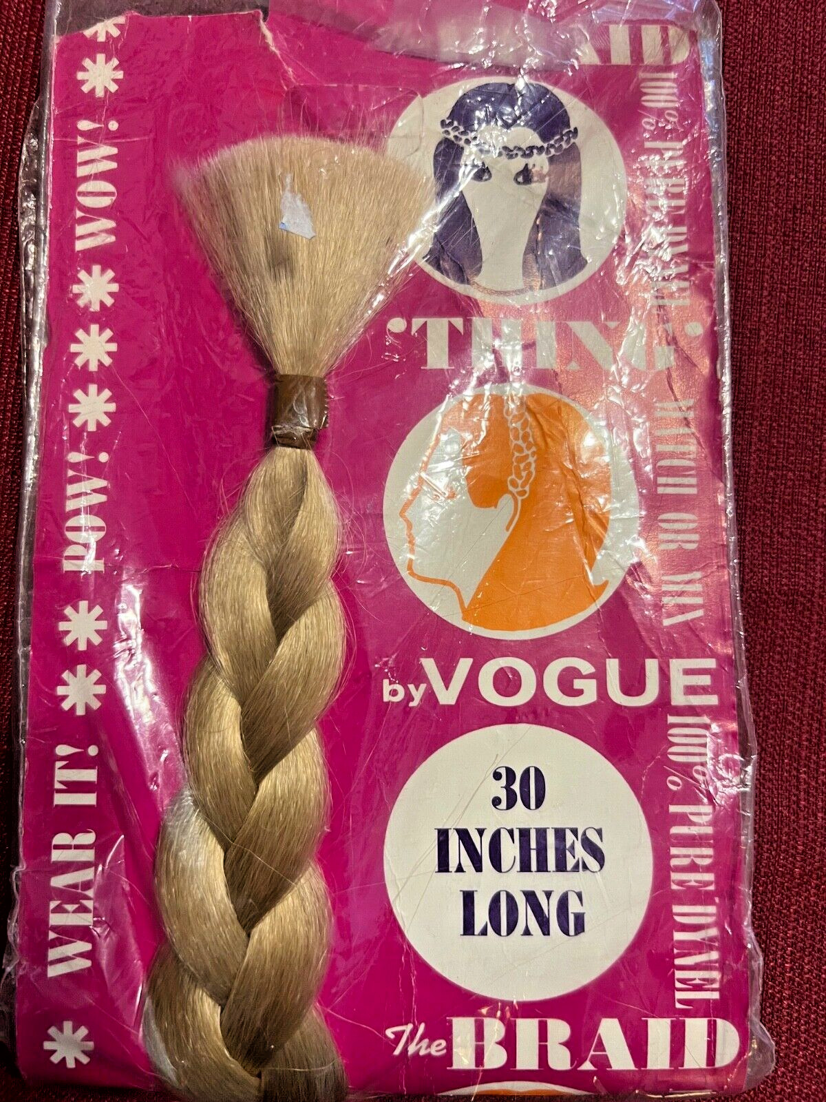 Vintage 1960s Vogue DYNEL ‘The Braid Thing’ Hair Piece 30” Braid Blonde NIP NOS