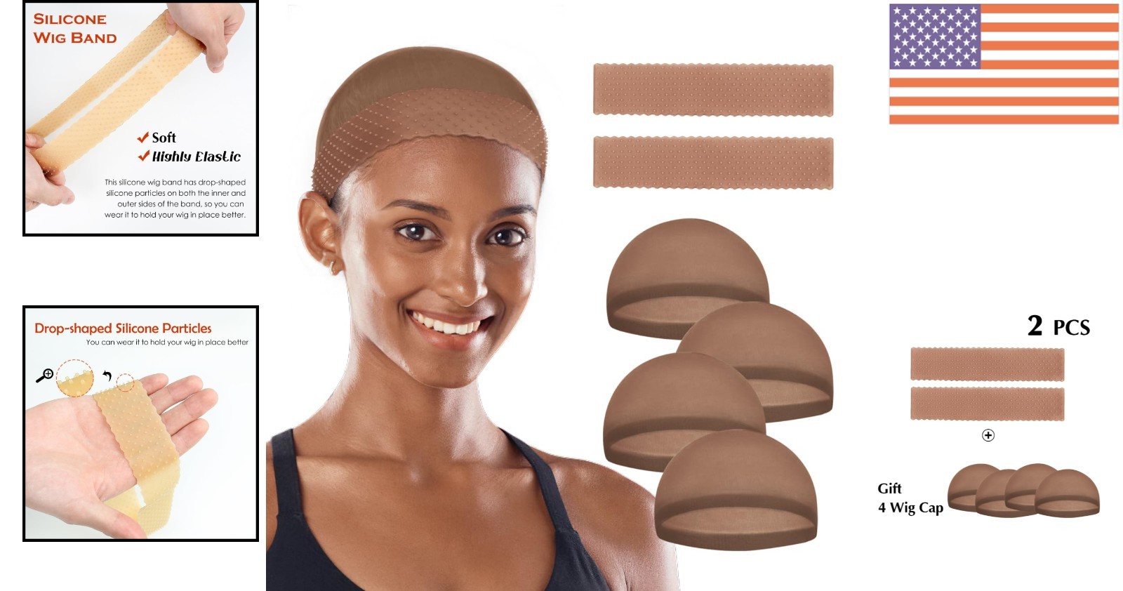 Adjustable Wig Grip Bands for Lace Front Wigs – Women’s Essential Set in Brown