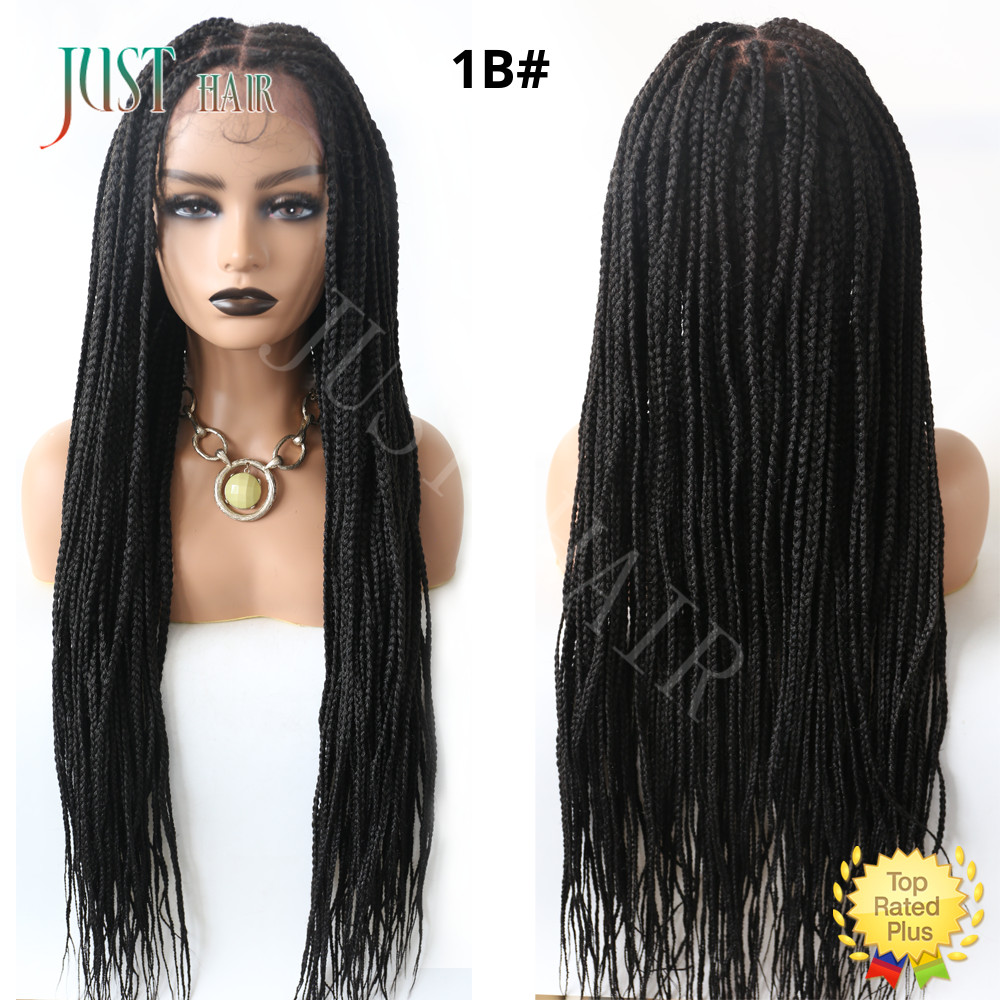 Box Braided Swiss Lace Front Wigs Cornrow Kanekalon Fiber Micro Twist Baby Hair