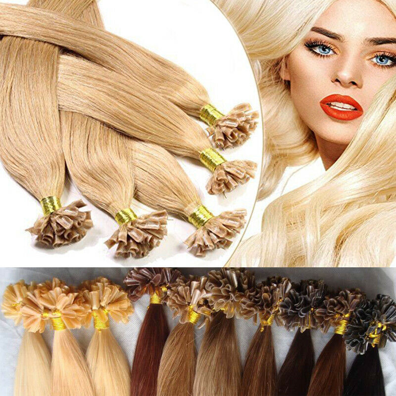 Keratin U Tip Human Hair Extensions Fusion Bonded Nail Tip DoubleDrawn Remy Hair