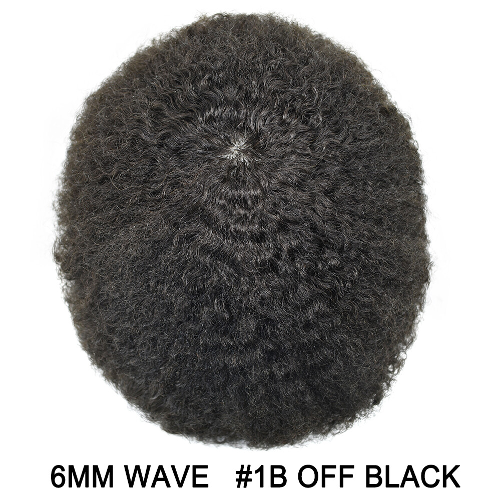 Afro Curl Mens Toupee Full Poly Skin Pu African American Hair System Replacement