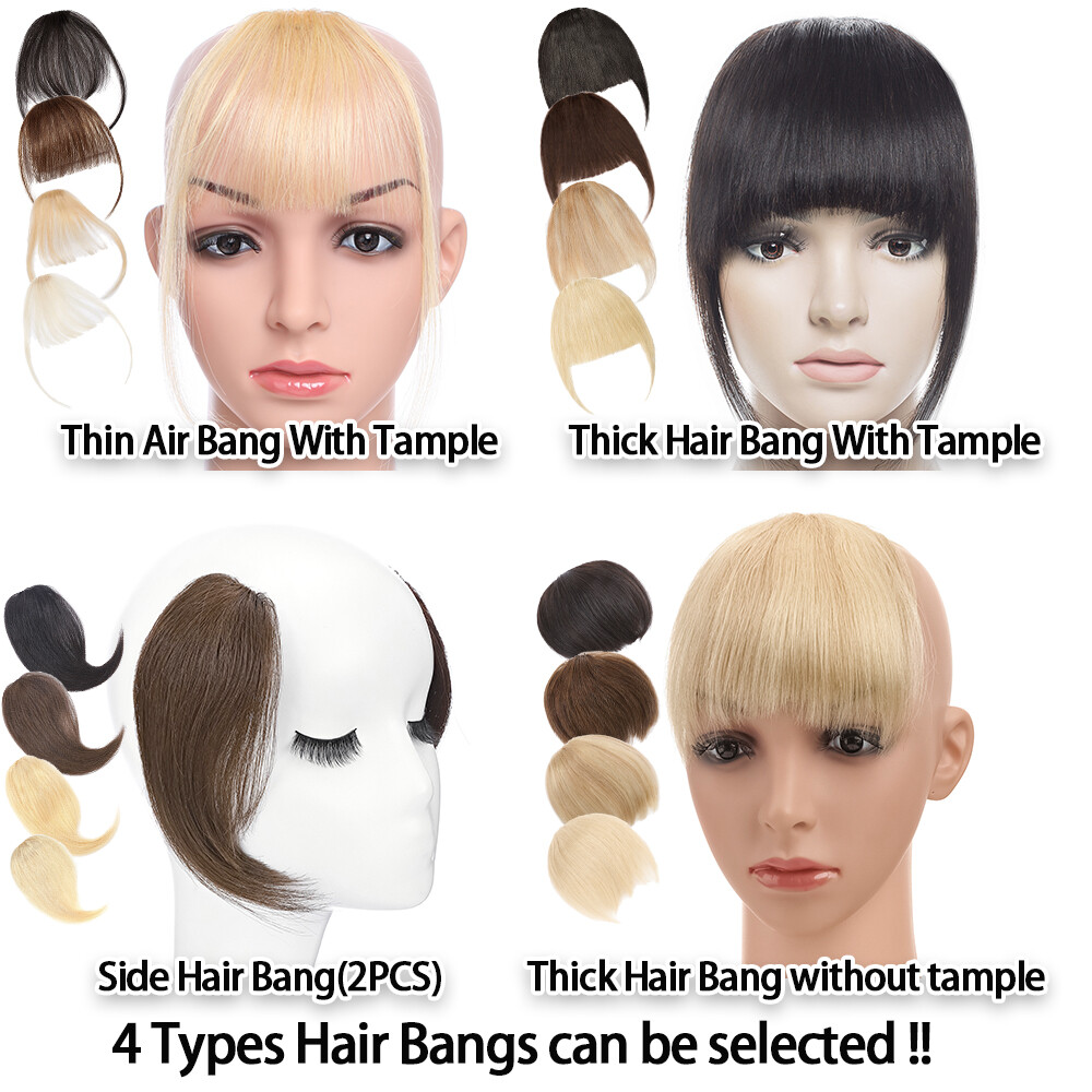 100% Remy Human Hair Bangs Extensions Clip In One Piece Front Fringe Hair Piece