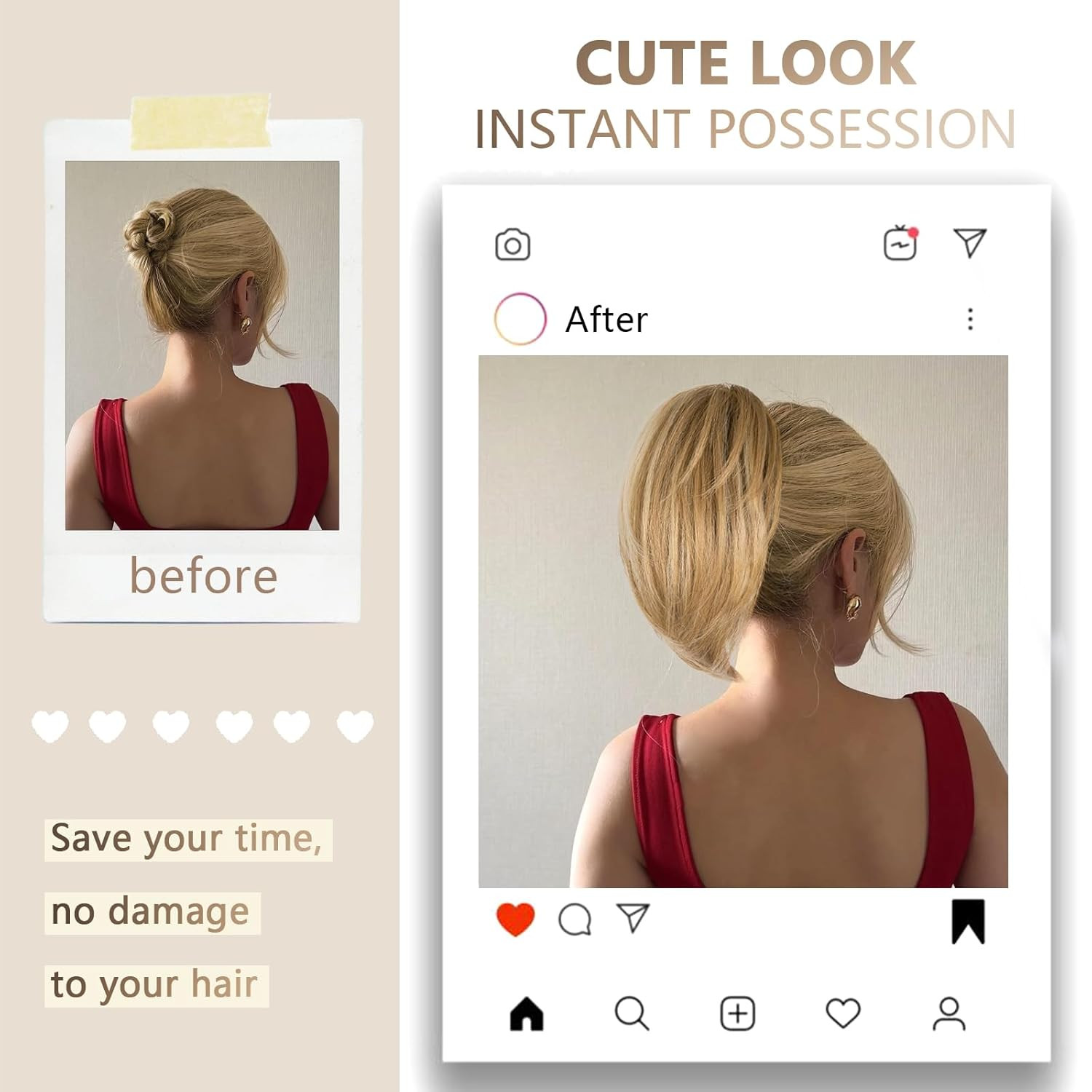 Clip on Ponytails for Women – 10 Inch Short Ponytail Extension, Straight Pony Ta