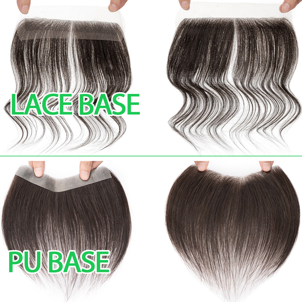 Frontal Hairpiece for Women Human Hair Extensions Thin PU Skin Lace Base Toupee