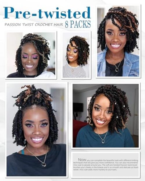 Passion Twist Crochet Hair-Mixed Color Combo 10 Inch(Pack of 8 ) 1B+T27+T30