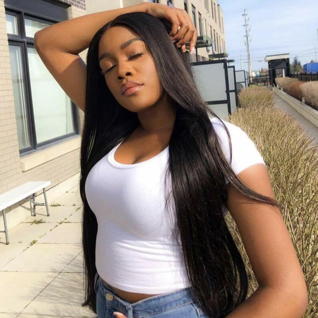 Long Straight Black Wigs Middle Part Black Wig Long Wig for Women Natural Soft
