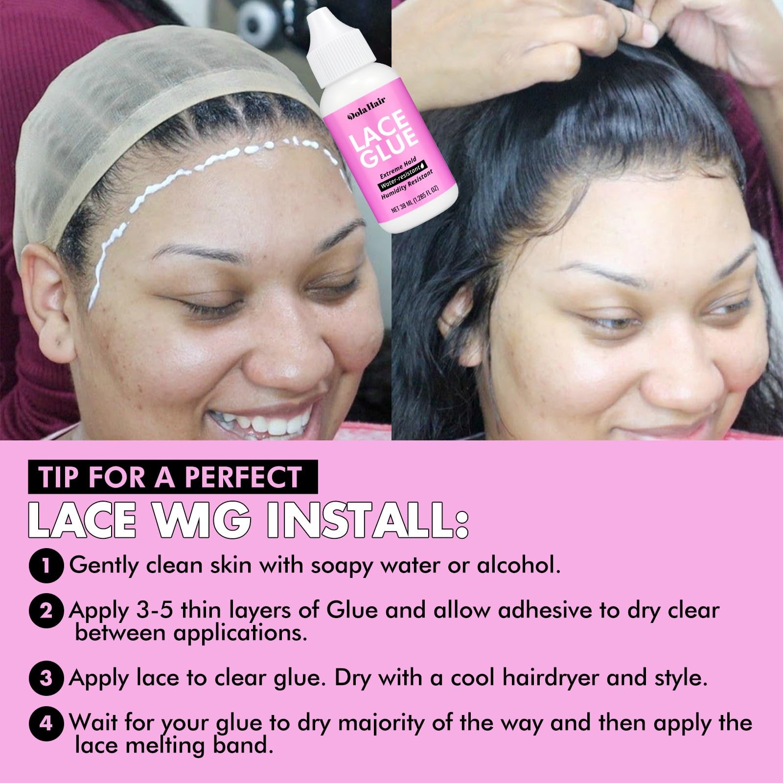 Dolahair Lace Glue Kit – Complete Set with Tint Mousse, Wig Medium Brown