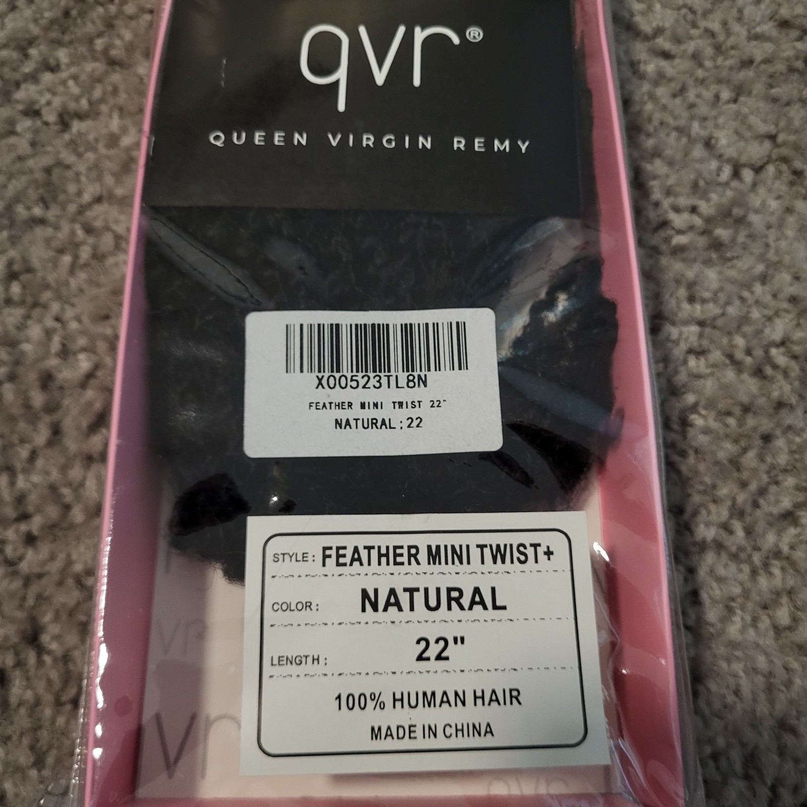 QVR 100% Human Hair Mini Twist Crochet Hair Natural Black 22 inches 55 Gram