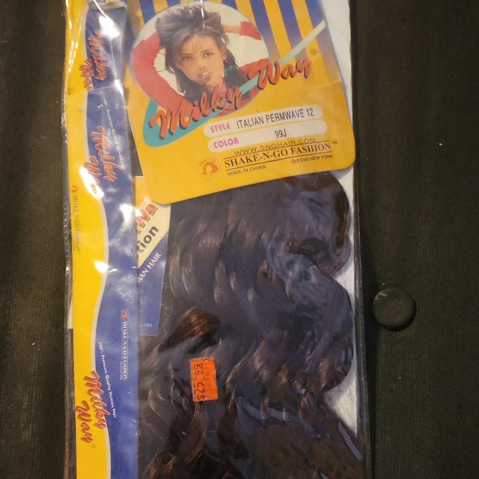 Milky Way 100% Human Hair Italian Permwave Wavy Weave 12″ 99J Extension
