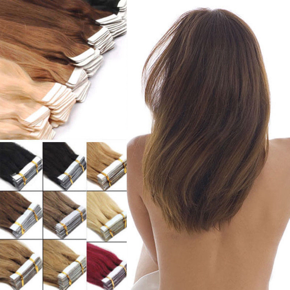 Real Remy Human Hair Extensions Tape In Skin Weft Seamless 16-26 Inch Ombre Hair