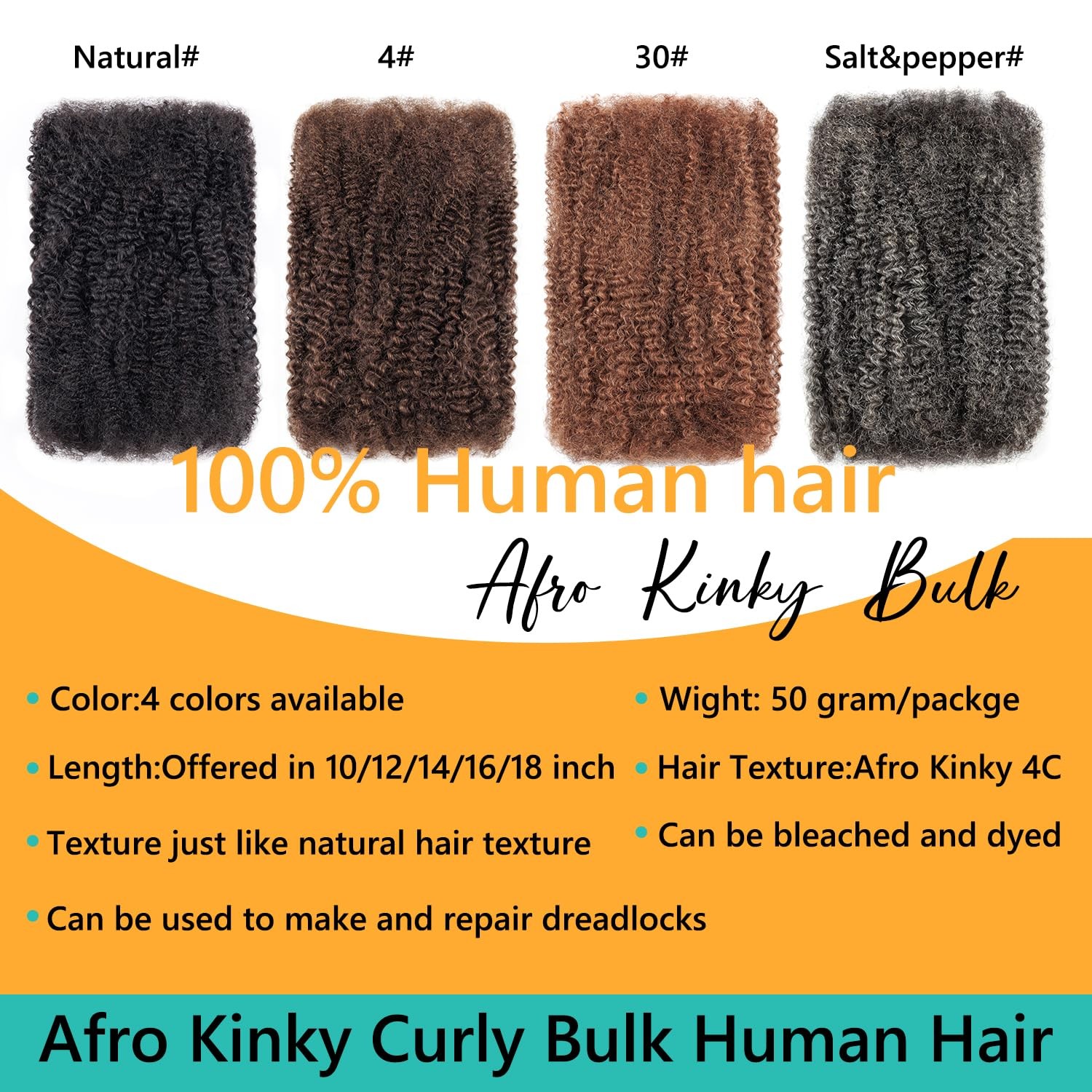 Ev&Et Evet Pre-Sretched Afro Kinkys Bulk Human Hair Human Hair For