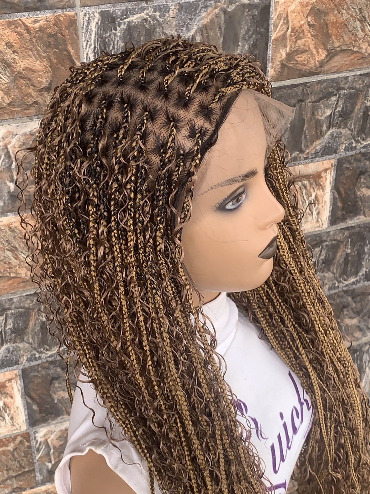 Tangle Free Boho Knotless Braided Wig Box braids Full lace braids wig Senegales