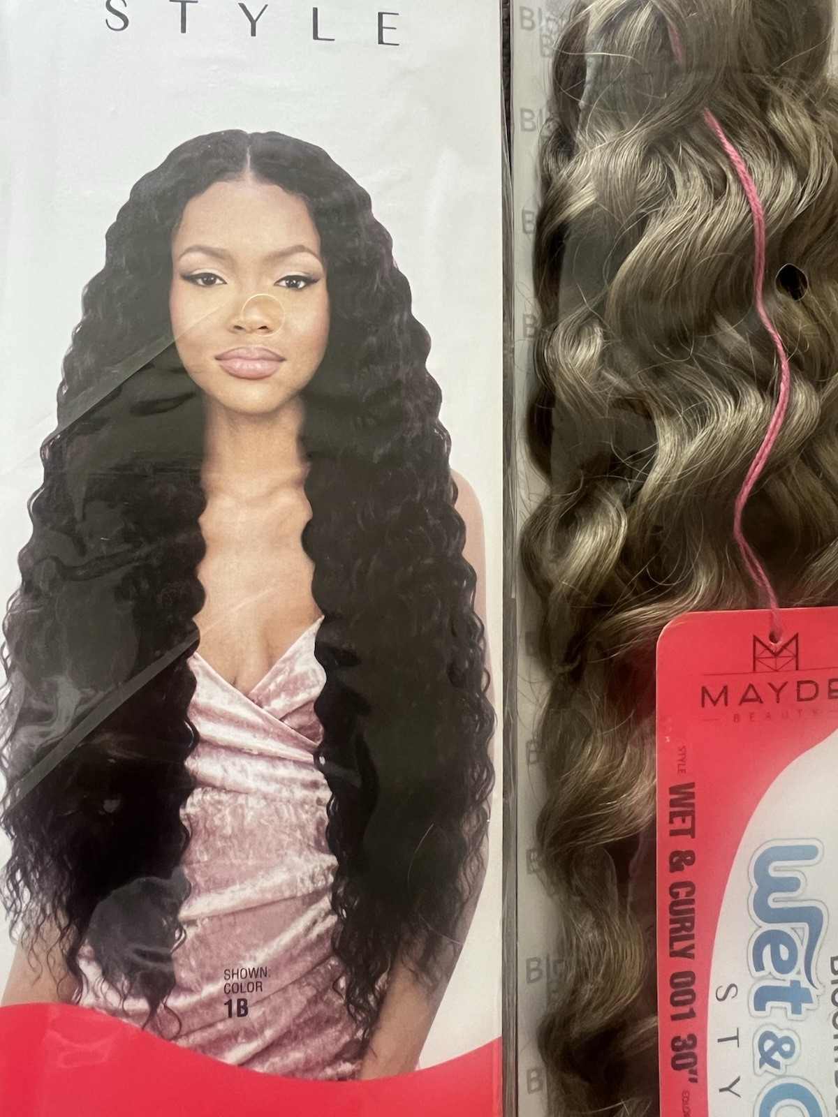 Mayde Beauty Bloom Bundle Weaving WET & CURLY 001 24” 2 Packs Ashe Latte Color