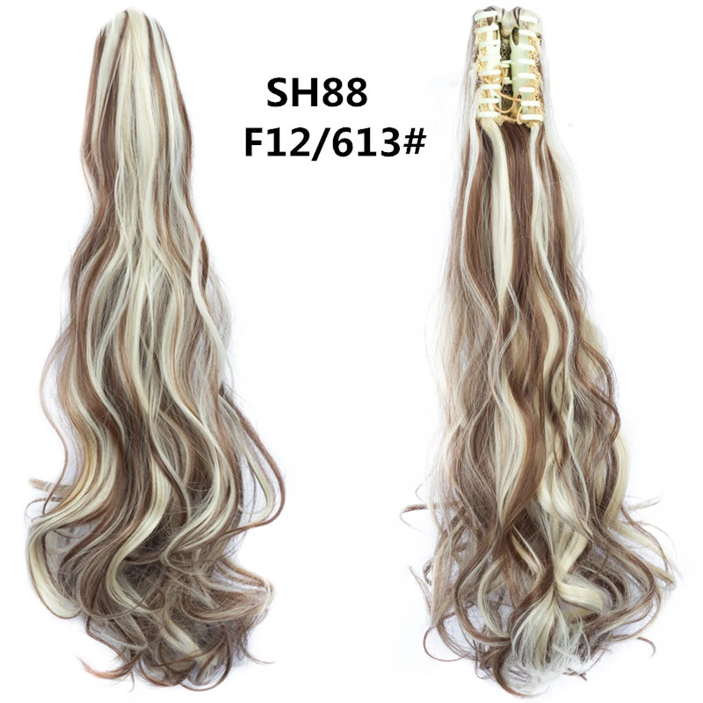 Women 24Inch Long Straight Synthetic Claw On Ponytail Hair Extensions Hairpiece