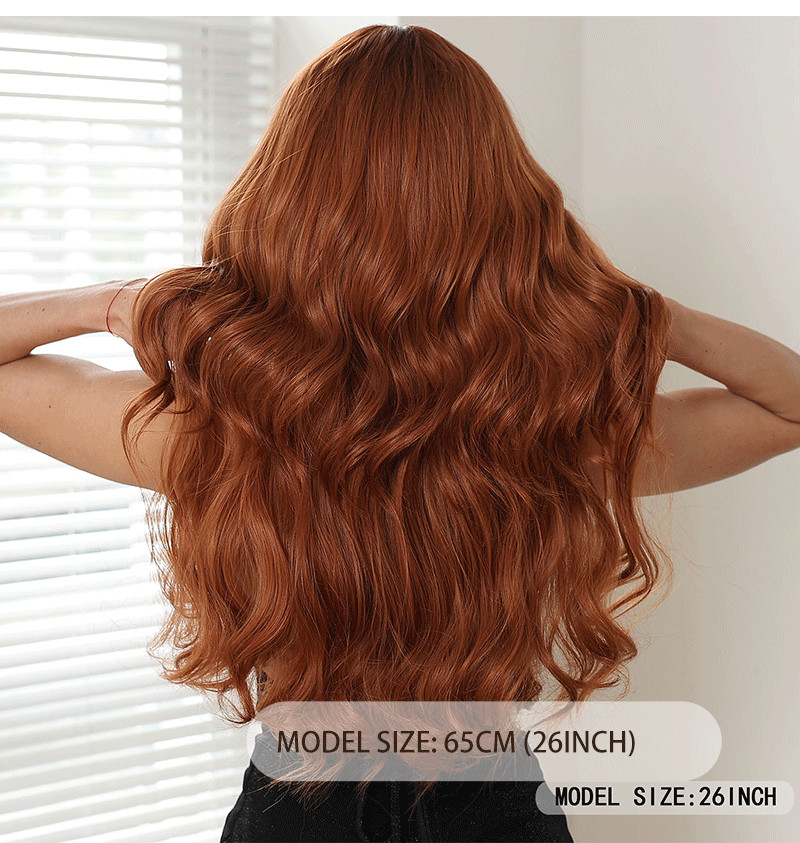 26in Women Brown Long Wavy Wig Heat Resistant Synthetic Cosplay Party