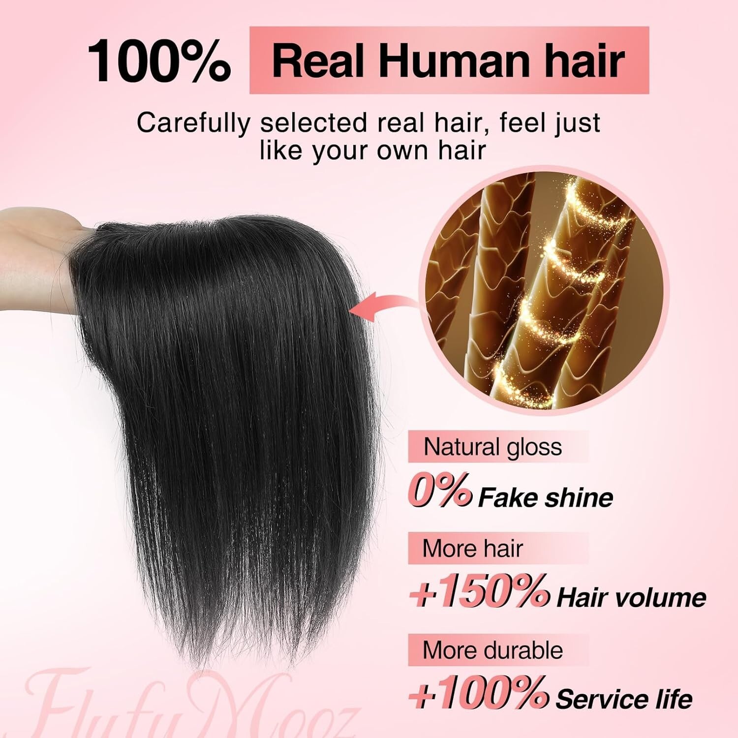 Real Human Hair Topper 10 In Clip in Bangs 150% Density Silk Base Natural Black