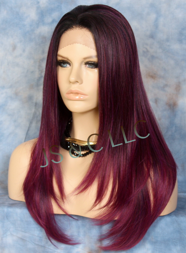 Long Straight Human Hair Blend Mono Top Lace Front Wig Sangaria WBDL