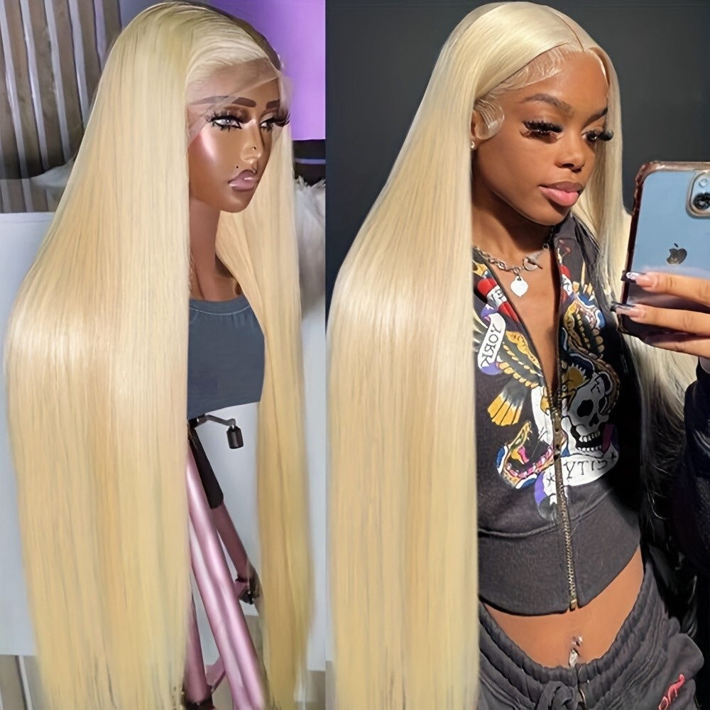 Long Straight 613 Light Blonde Synthetic Lace Front Wigs Natural as Human Hair