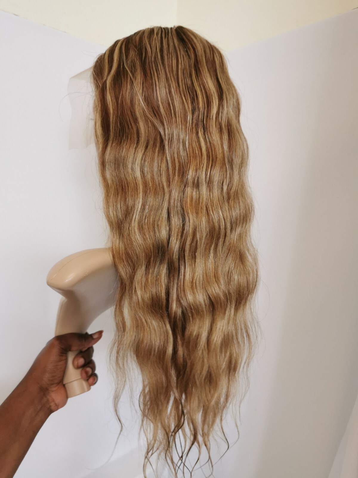 24” High Quality Hightlight Blonde Brown Human Hair 6X13 Front Lace Wig