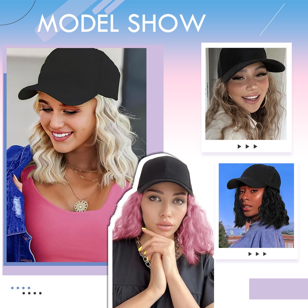 Denim Baseball Cap Hat Wig Hairpiece with Short Curly Casual Daily Wear Dating