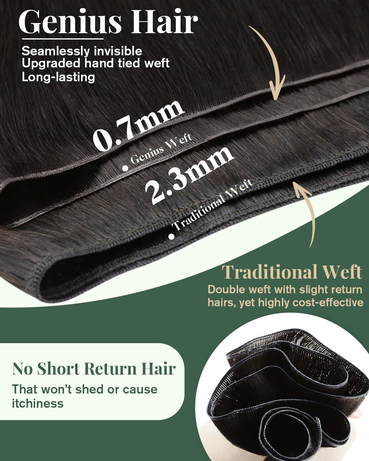 Ugeat Genius Weft Human Hair Extensions Dark Brown Genius Weft Hair Extension…