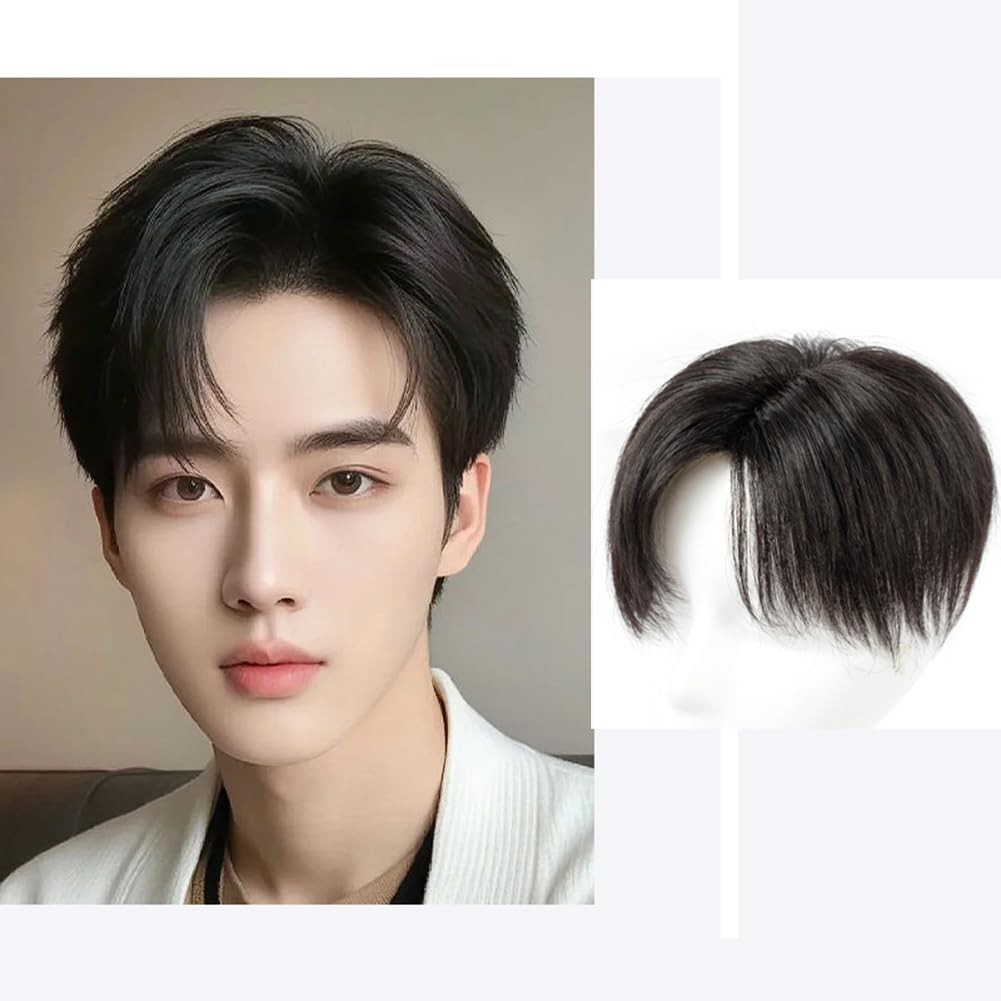 Short Toppers Hairpiece Real Human Hair Clip in Tape Hair Pieces Wig For Men