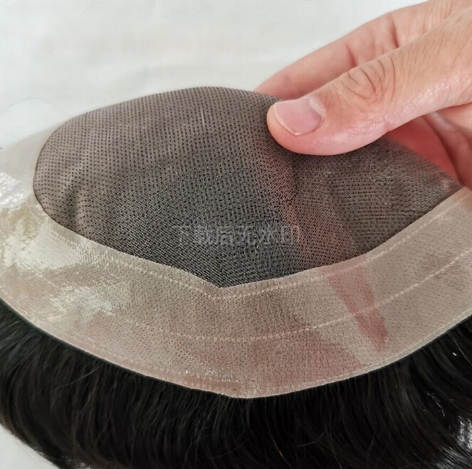 Mono NPU Men Toupee Durable Strong Knot Human Hair Replacement System Hairpiece