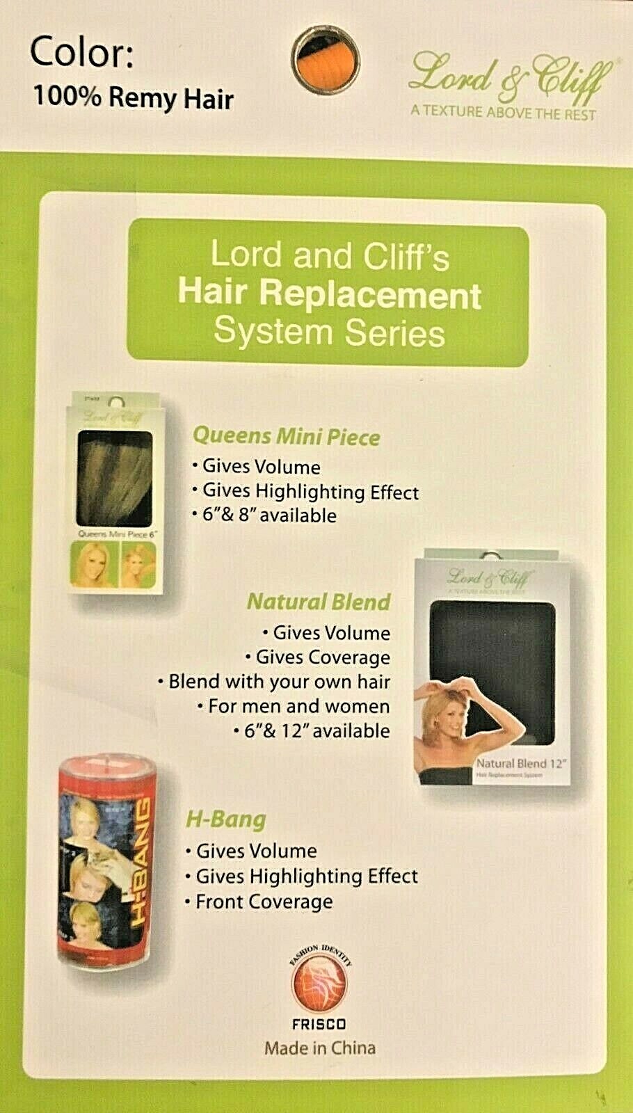 LORD & CLIFF Hair Replacement System 100% Human Remy Hair Extension 5″,6″, & 12″