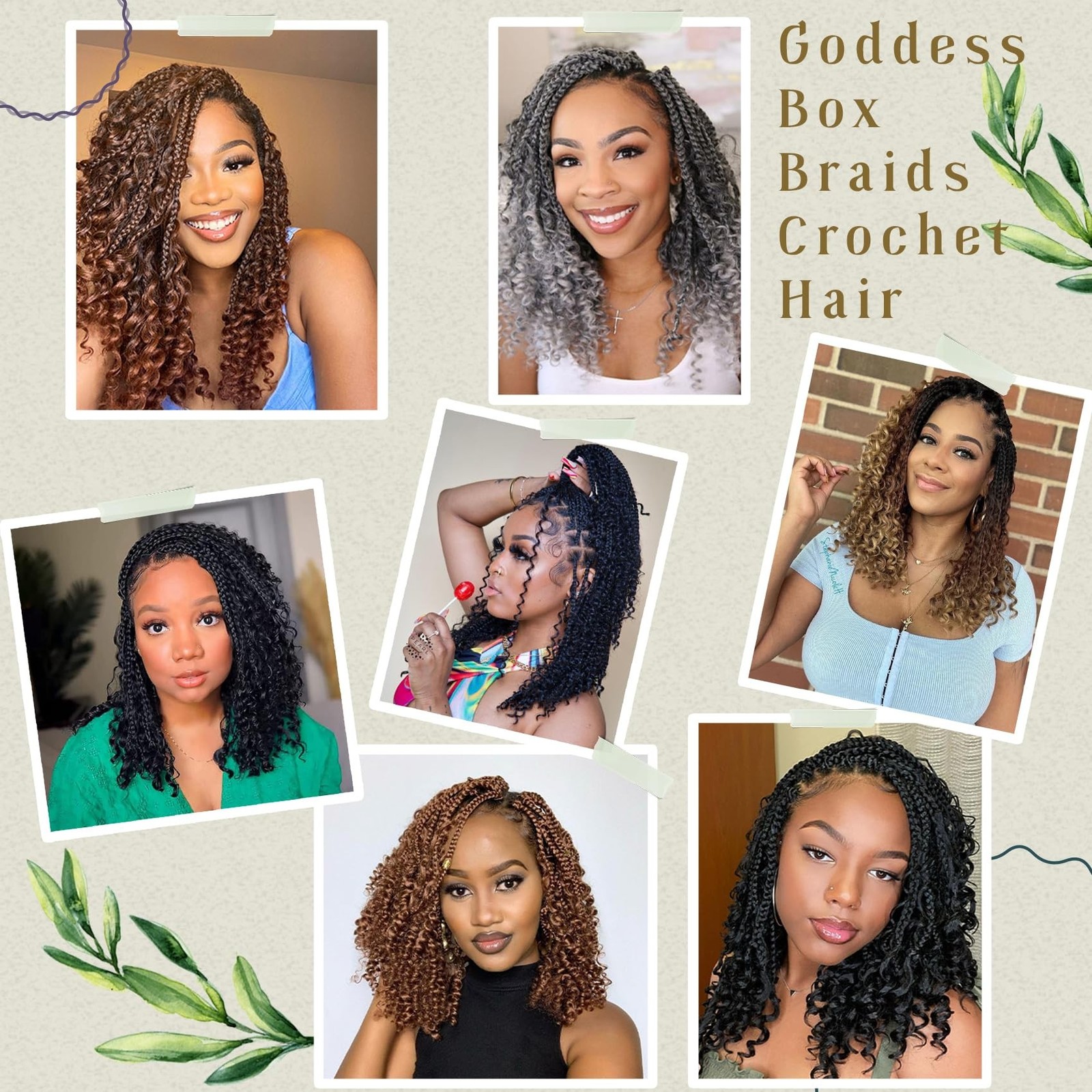 Goddess Box Braids Crochet Hair 14 Inch 8 Packs Pre-looped Bohemian Crochet B…