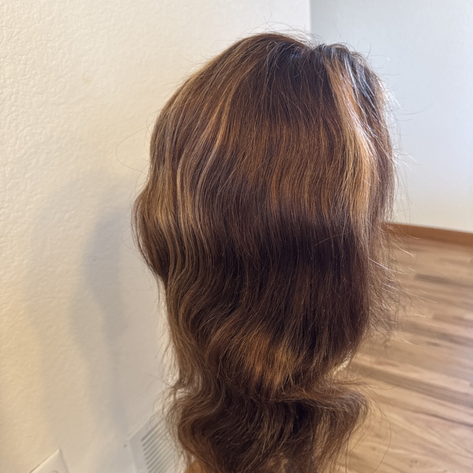 Human Hair Wig | 26 “ Brown | Golden Blonde Highlight’s Lace Cap Very Soft 159